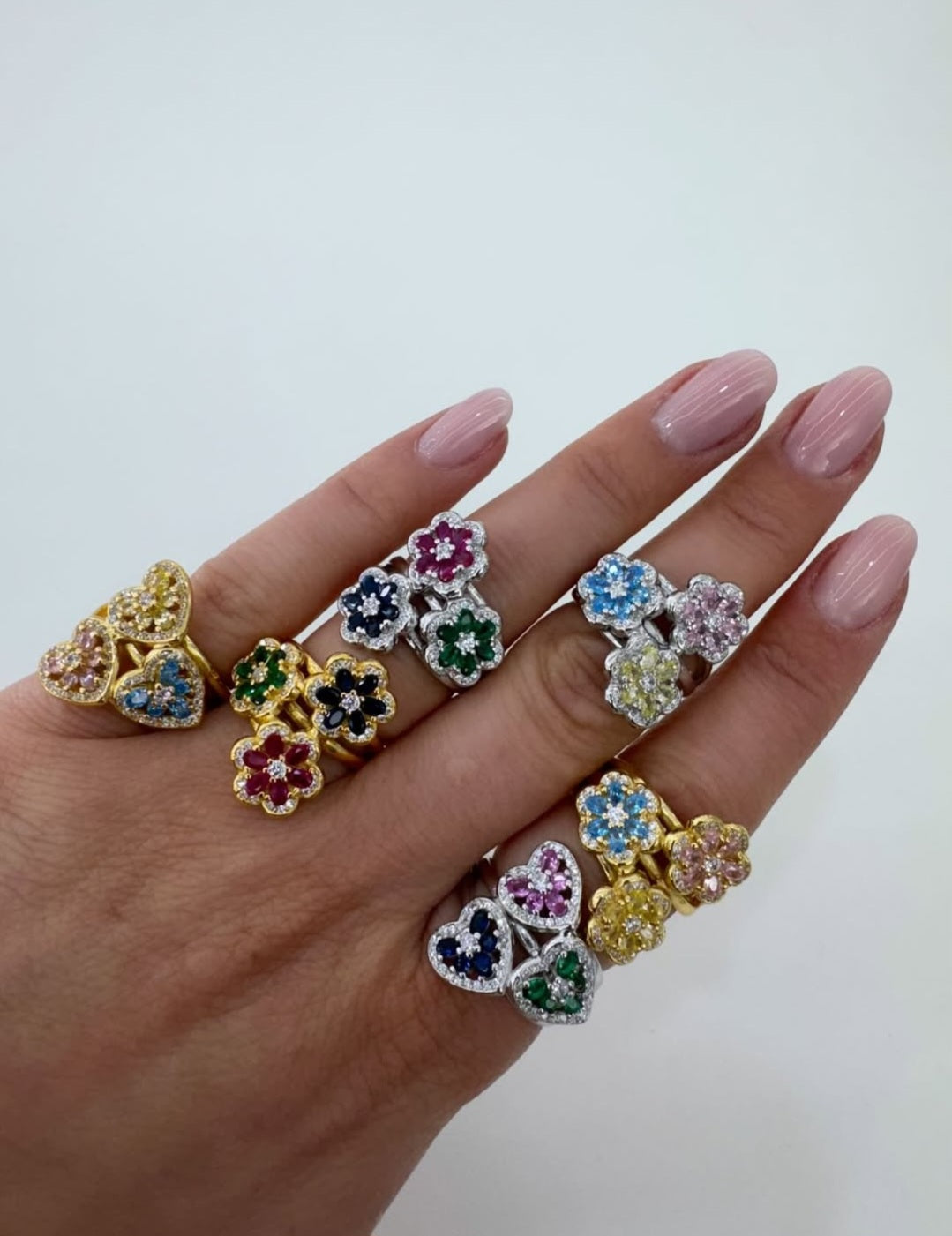 Anello Tre Cuori Multicolor