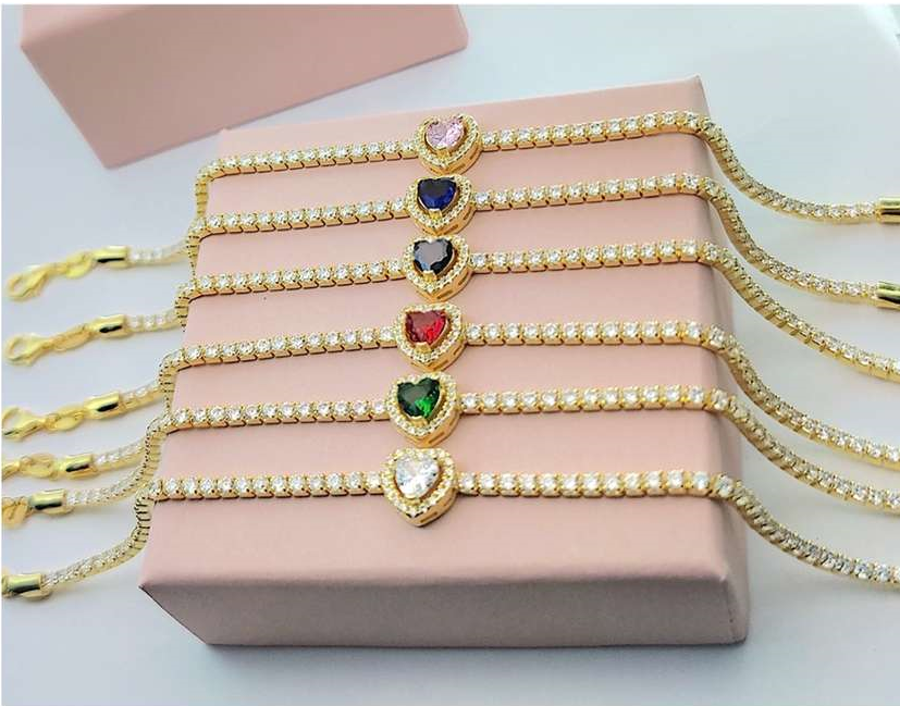 Bracciale Tennis Con Cuore Centrale