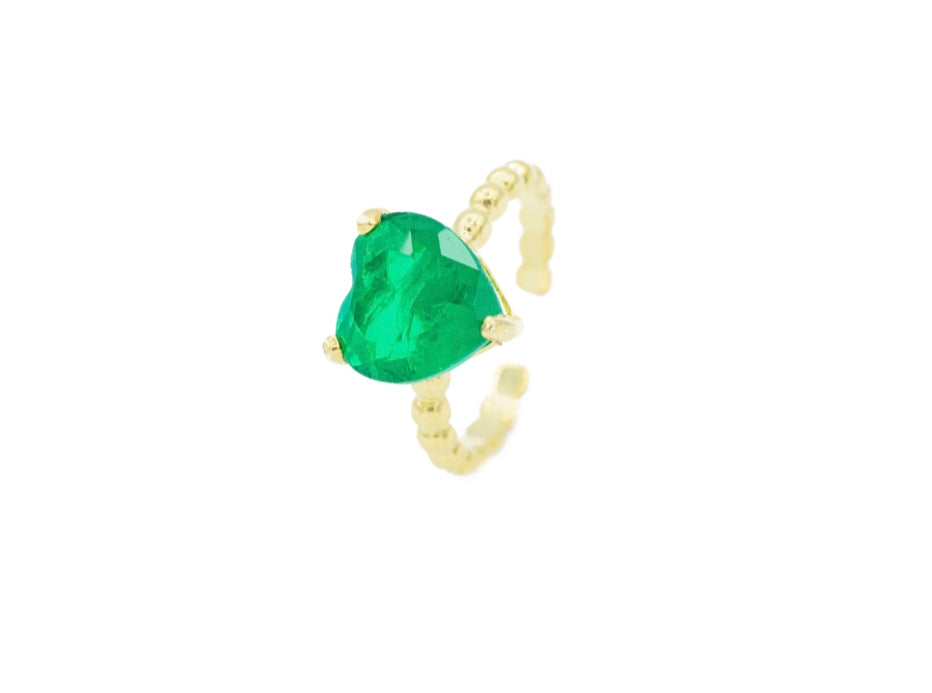 Anello Simil smeraldo a Cuore Nudo (AN117)