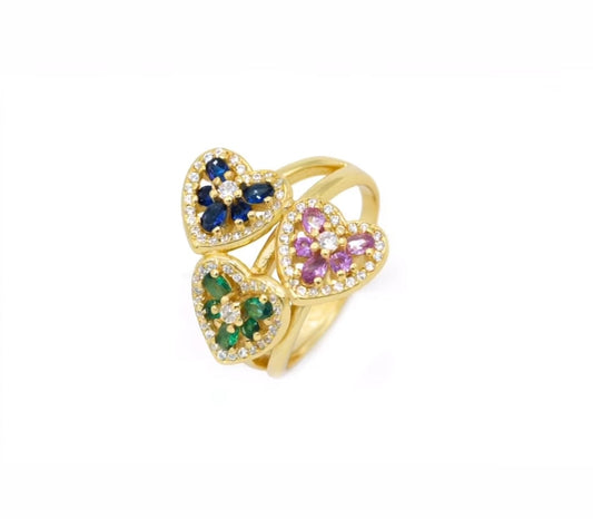 Anello Tre Cuori Multicolor