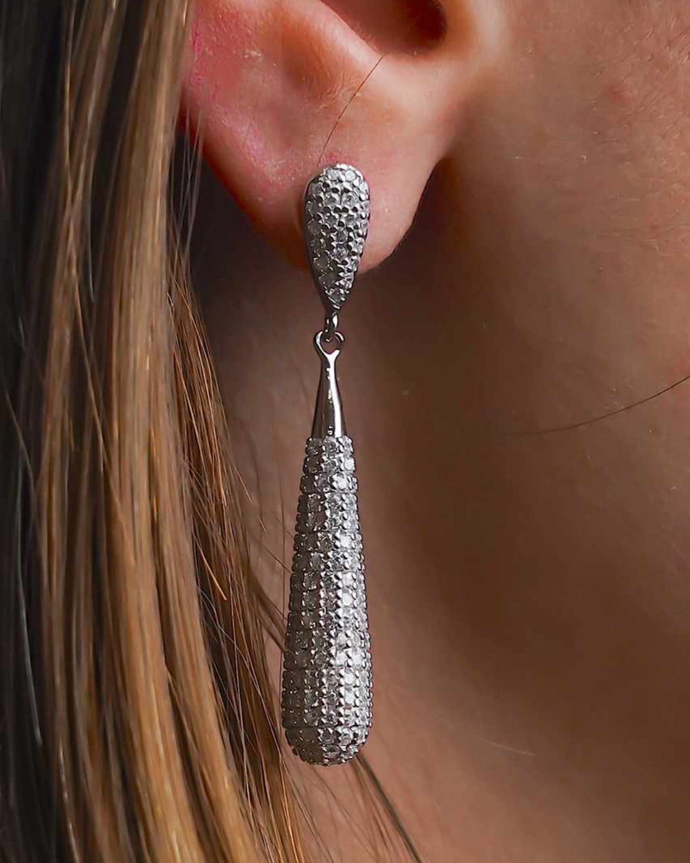 Orecchini Pendenti con Pavé di Zirconi (OR028)