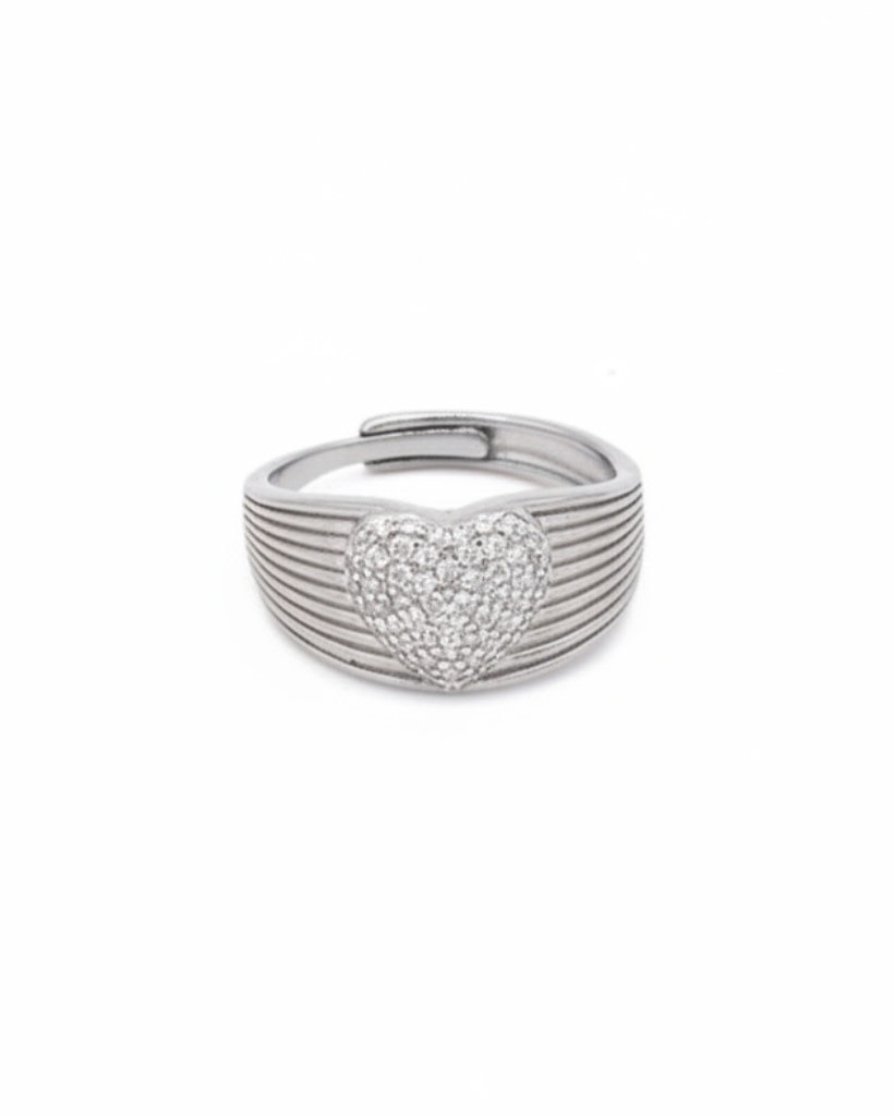 Anello cuore pavé