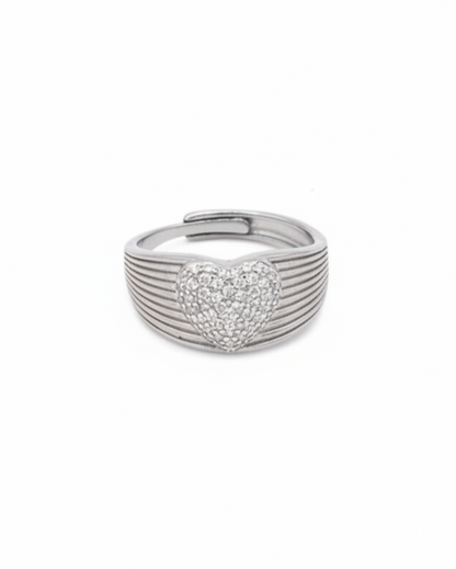 Anello cuore pavé