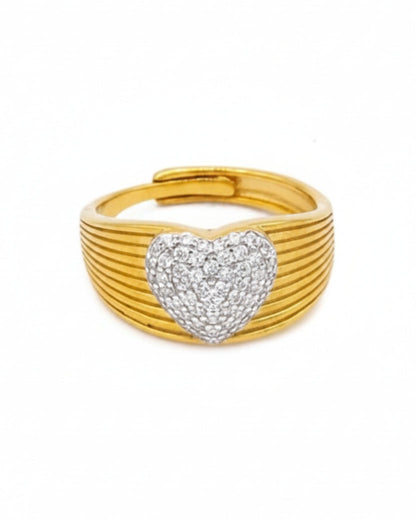 Anello cuore pavé