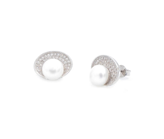 Orecchini simply in madreperla con base strass (OR276)