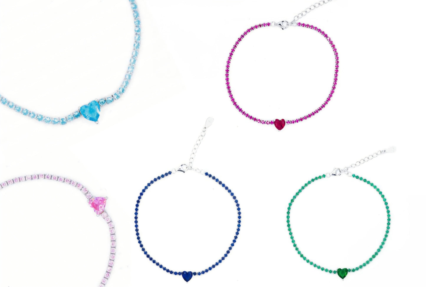 Bracciale Tennis regolabile con Cuoricino colour  (BR00)