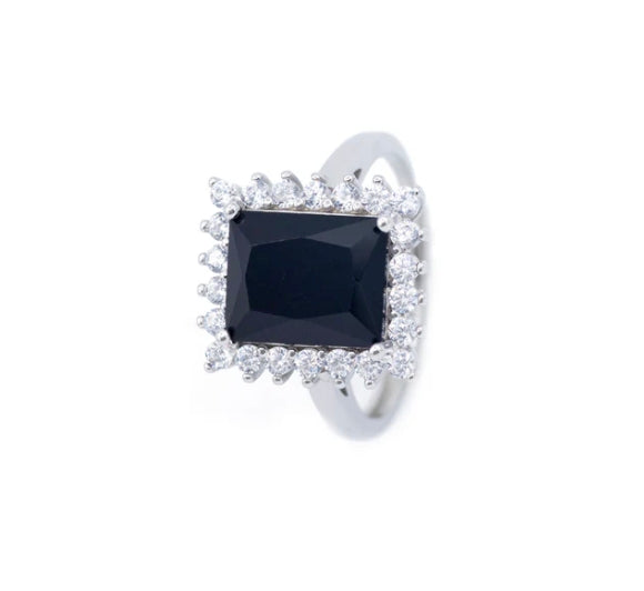 Anello quadrato con strass (AN014)