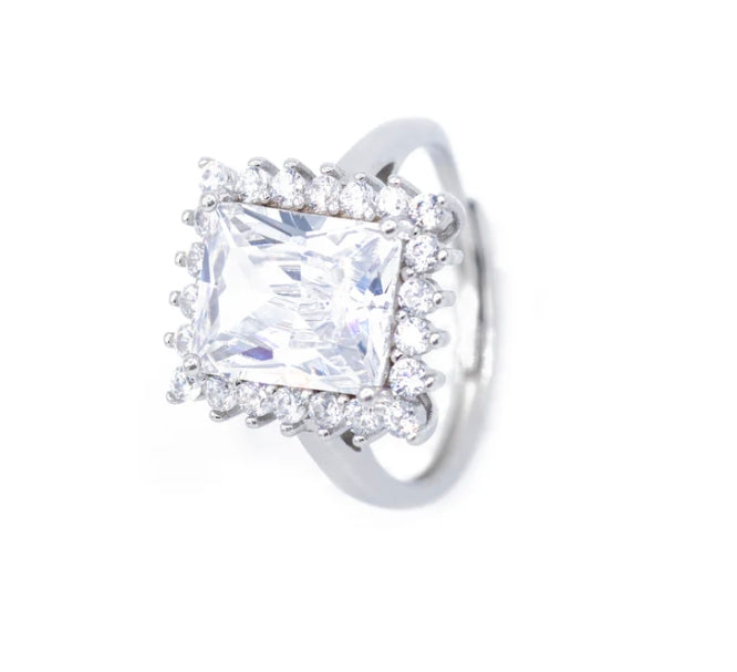 Anello quadrato con strass (AN014)