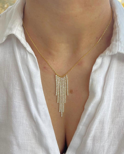 Collana cascata di zirconi modello Tennis