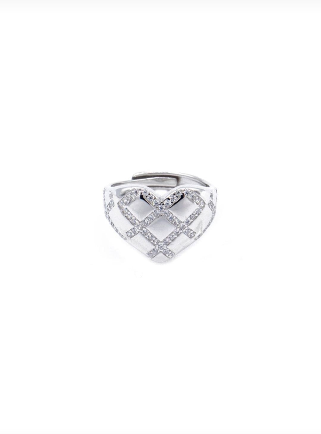 Anello Cuore Rigato Zirconato
