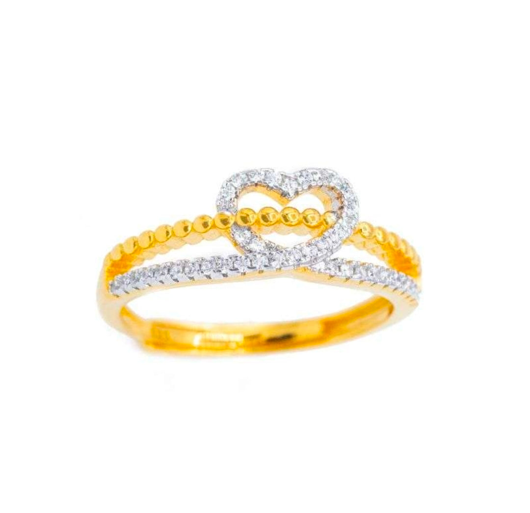 Anello Cuore Dorato con zirconi (AN052)