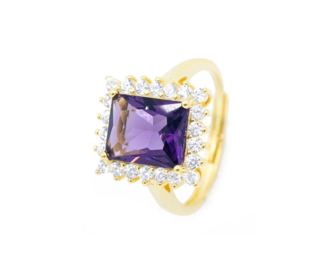 Anello quadrato con strass (AN014)