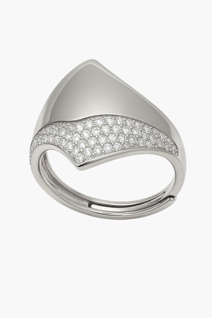Anello Creazione metà zircone metà liscio