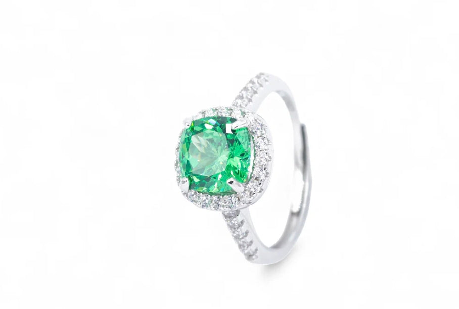 Anello Classico Pietra Colorata e Zirconi (AN031)