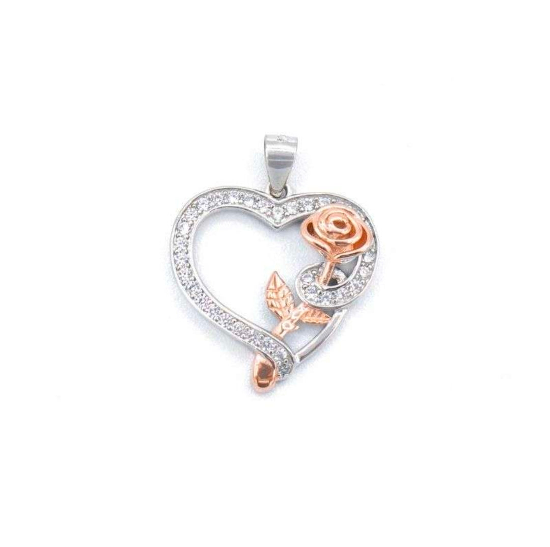 Ciondolo cuore con Rosa (CN084)