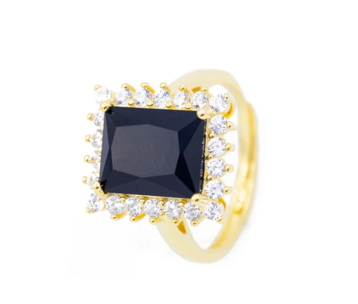 Anello quadrato con strass (AN014)