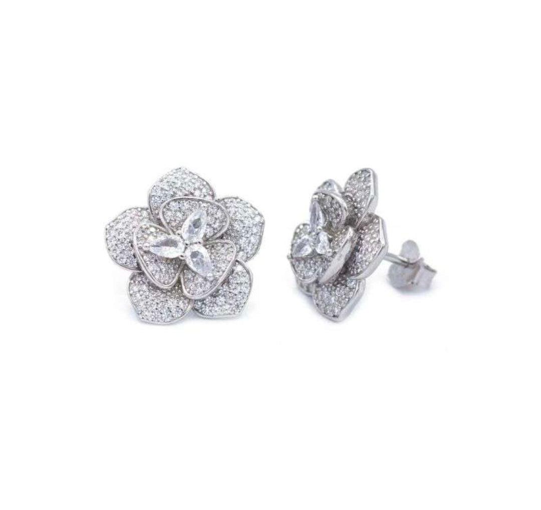 Orecchini Fiore Camelie con Pavé di Zirconi (OR182)