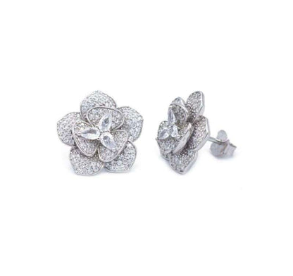 Orecchini Fiore Camelie con Pavé di Zirconi (OR182)