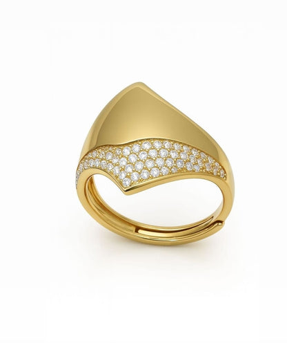 Anello Creazione metà zircone metà liscio