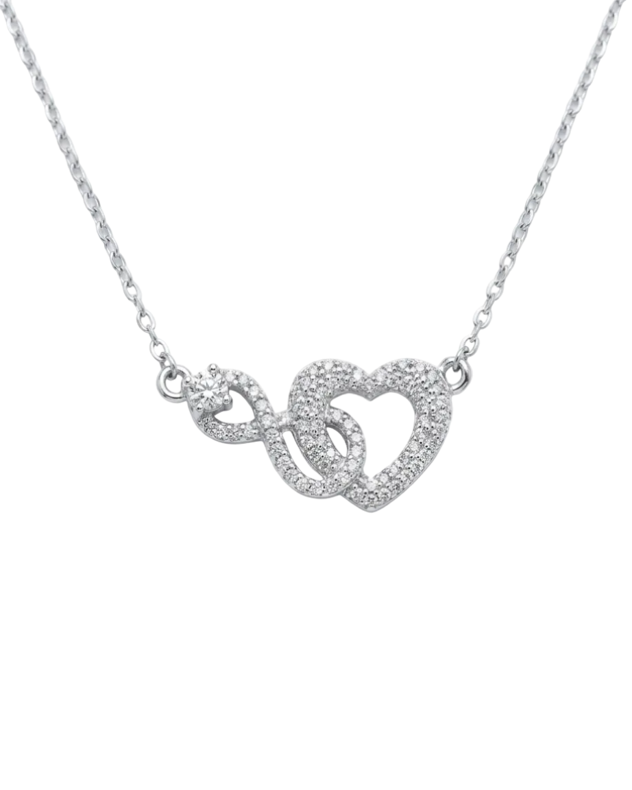 Collana infinito e cuore con zircone