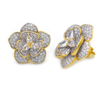 Orecchini Fiore Camelie con Pavé di Zirconi (OR182)