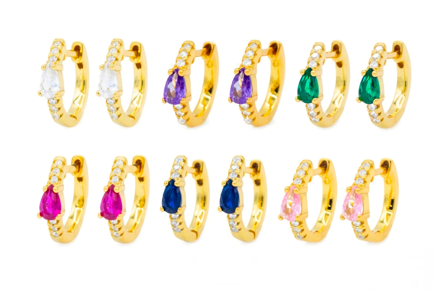 Orecchini Cerchietti con strass e goccia colorati