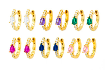 Orecchini Cerchietti con strass e goccia colorati