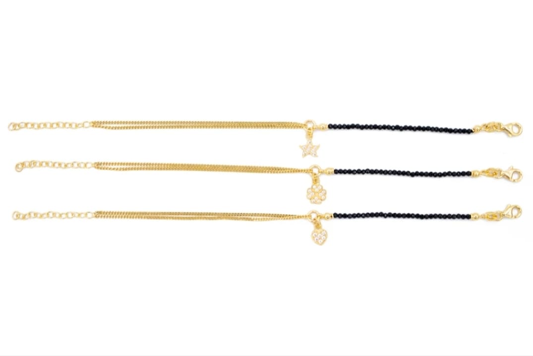 Bracciale Con Perline Nere (BR082)