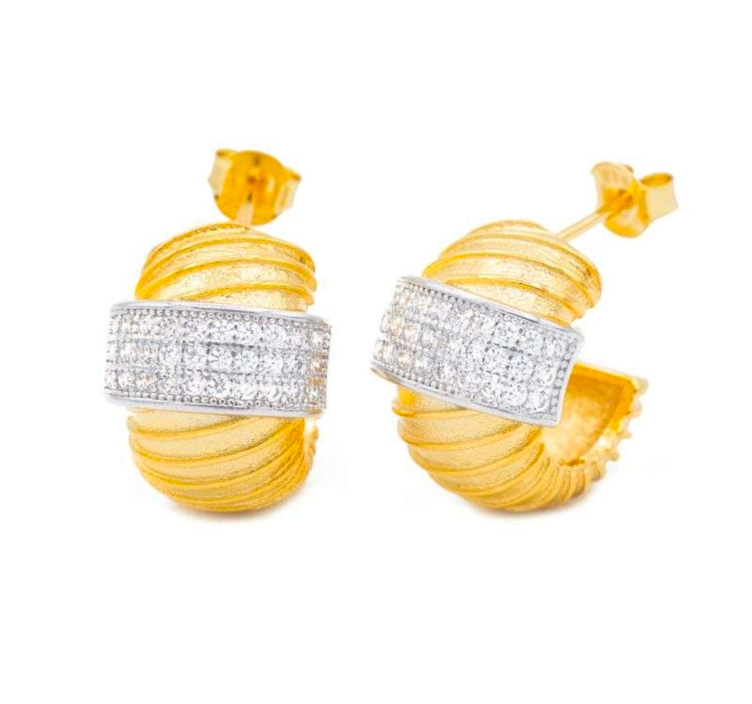 Orecchini Mezzo Cerchio con zirconi (OR184W)