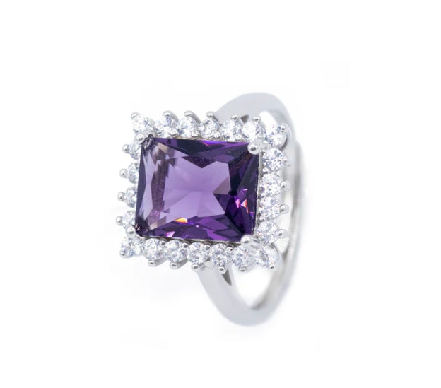 Anello quadrato con strass (AN014)