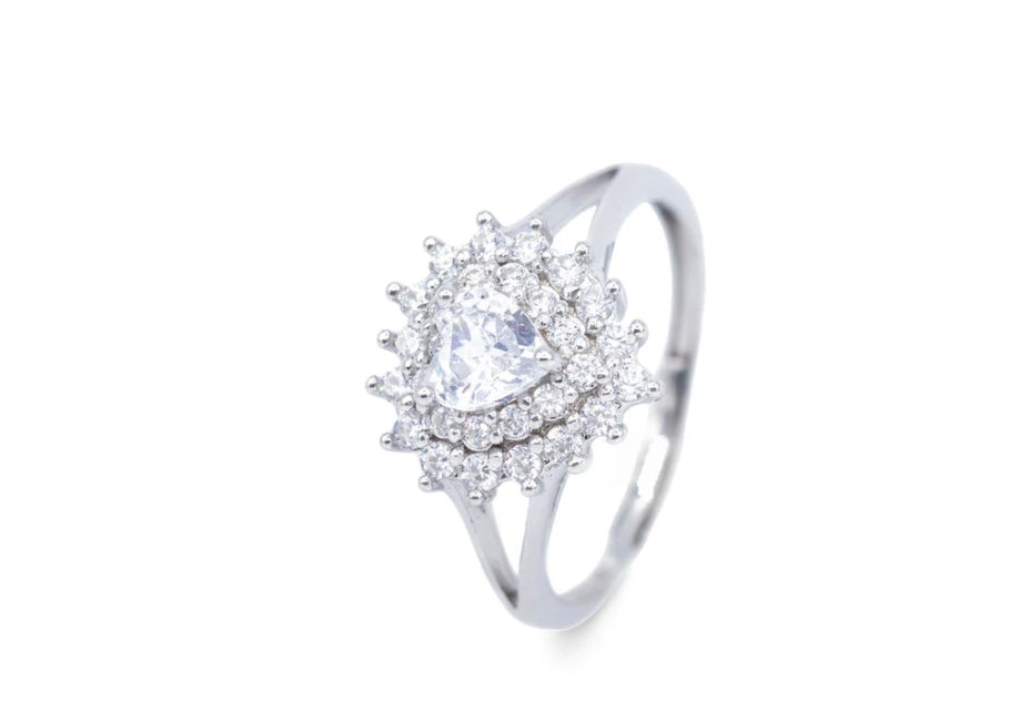 Anello Cuore Colorato con Doppio Giro di Zirconi (AN005)