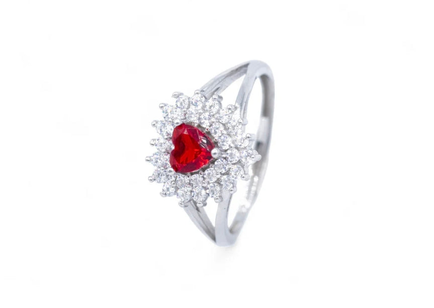 Anello Cuore Colorato con Doppio Giro di Zirconi (AN005)
