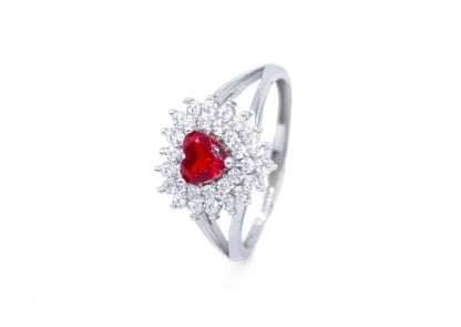 Anello Cuore Colorato con Doppio Giro di Zirconi (AN005)