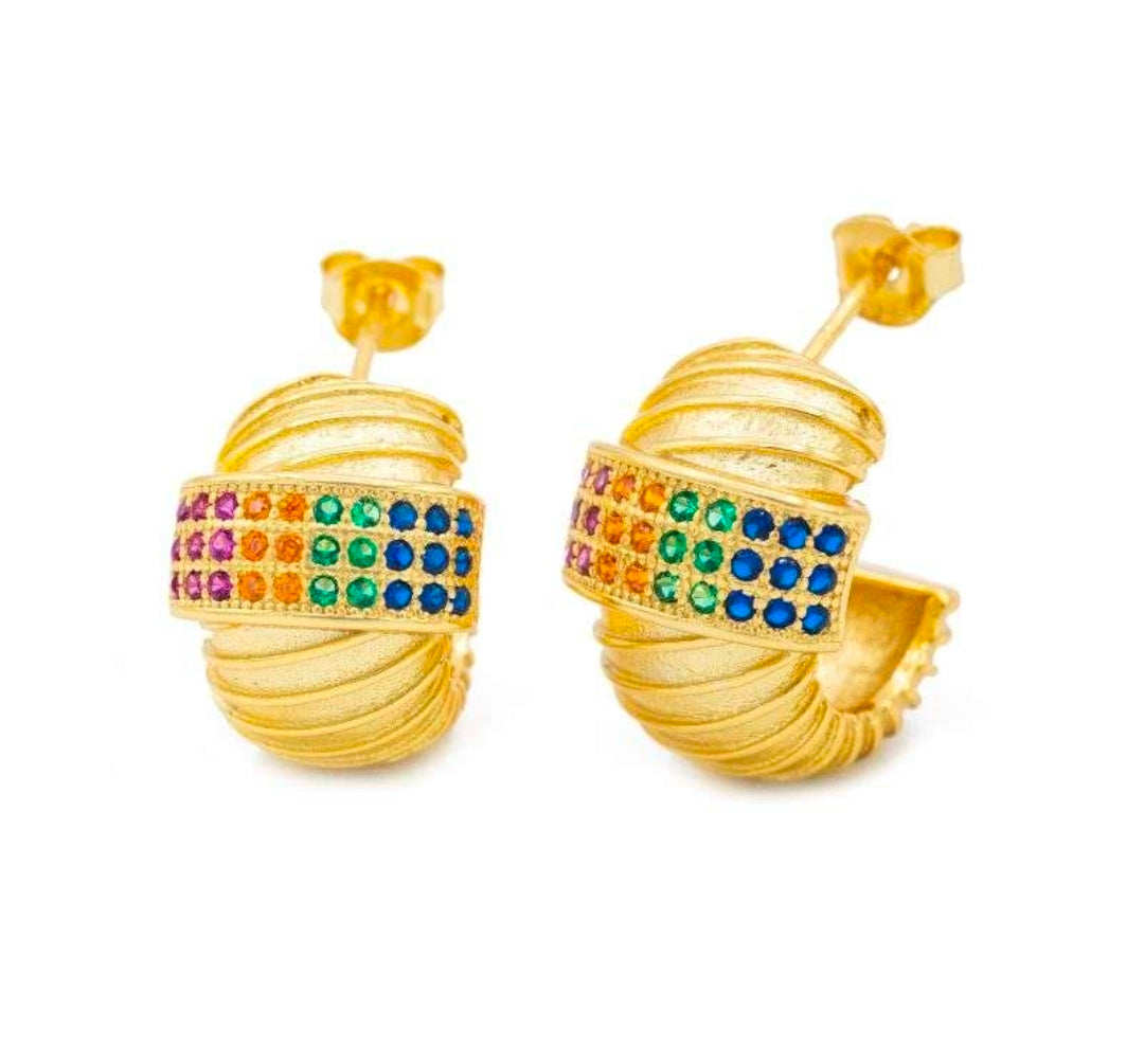 Orecchini Mezzo Cerchio con zirconi (OR184W)