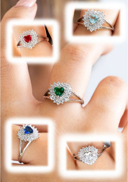 Anello Cuore Colorato con Doppio Giro di Zirconi (AN005)