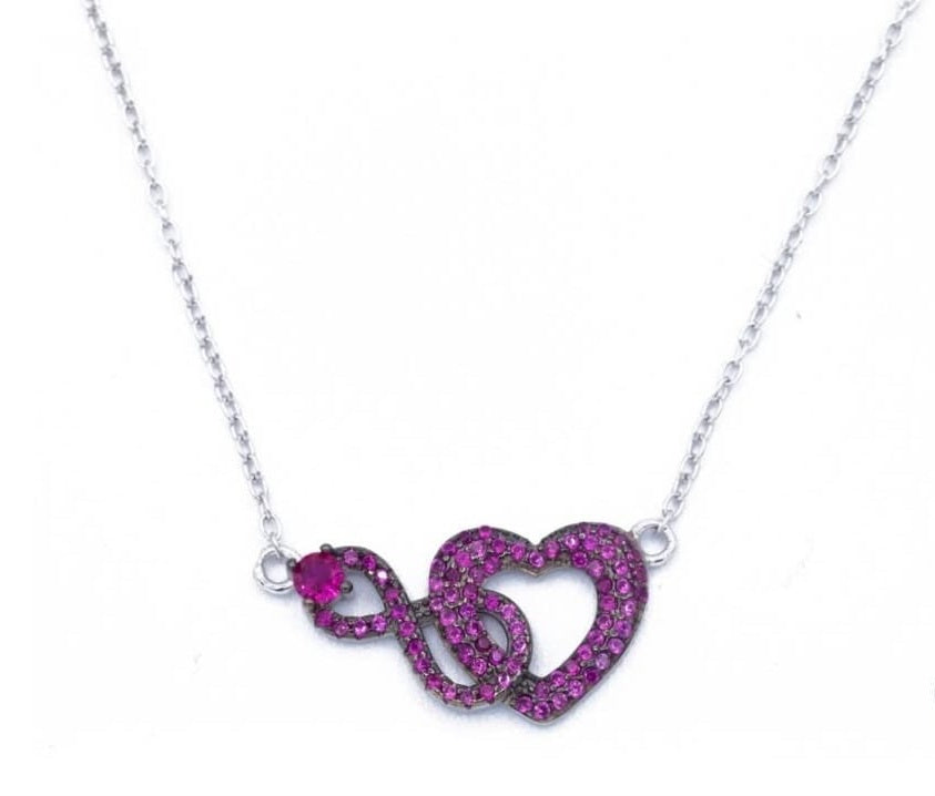 Collana infinito e cuore con zircone
