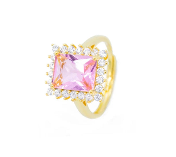 Anello quadrato con strass (AN014)