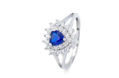 Anello Cuore Colorato con Doppio Giro di Zirconi (AN005)