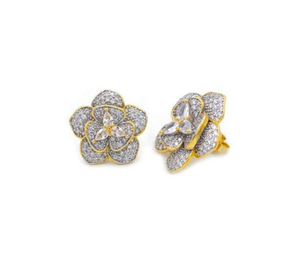 Orecchini Fiore Camelie con Pavé di Zirconi (OR182)