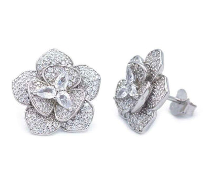 Orecchini Fiore Camelie con Pavé di Zirconi (OR182)
