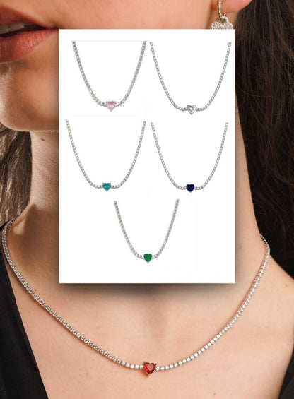 Collana Tennis cuoricino