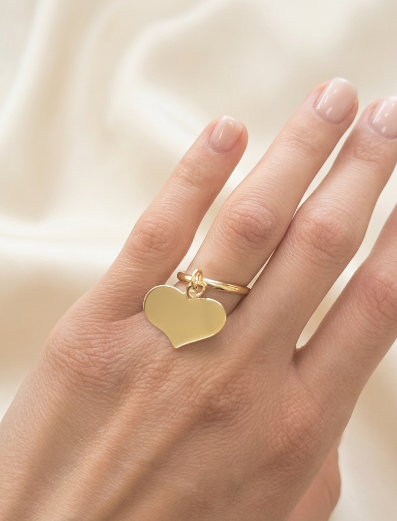 Anello cuore pendente personalizzabile