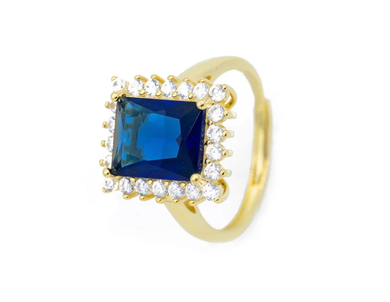 Anello quadrato con strass (AN014)